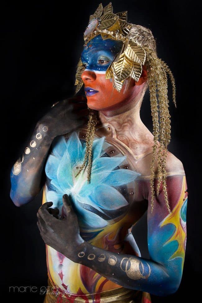 Bodypaint Model Ben | Body Paint by Molly (Assisted by Alexa) | Imagine Circus | Photo by Marie Otero