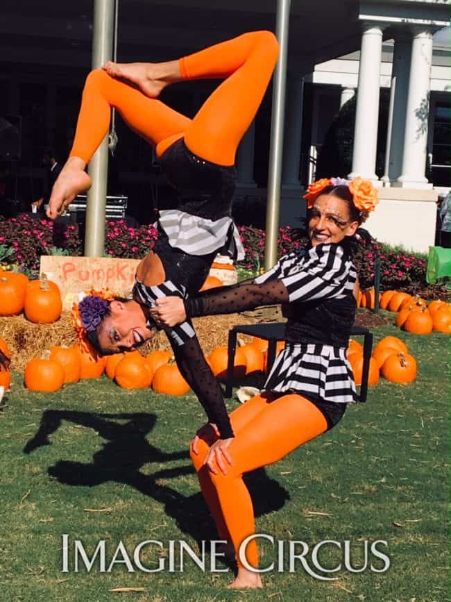 Acrobats, Acro Duo, Fall Festival, Autumn, Country Club, NRCC, Katie, Kaci, Imagine Circus Peformers