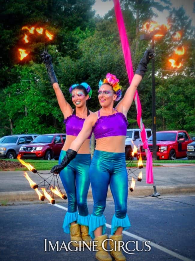 Fire Dancers, Teal, Purple, Mermaid, Katie, Kaci, Imagine Circus, Performers, Back to School Bash