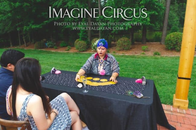 Fortune Teller, Julie, Raleigh Angus Barn Party, Imagine Circus Performer