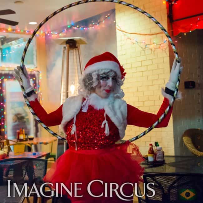 Hoop Dancer, Winter Holiday Entertainment, Liz Bliss, Cameron Village, Raleigh, Imagine Circus Performer, Photo by Gus Samarco