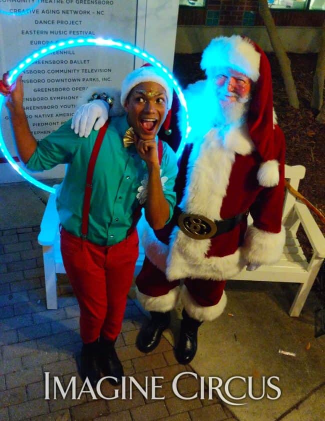 LED Hoop, Winter Holiday, Entertainment, Ben, Santa, Greensboro Tree Lighting, Imagine Circus