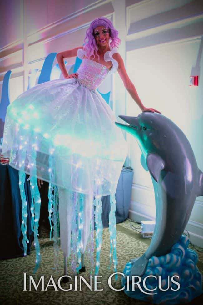 LED Jellyfish Stilt Walker, Kaci, Under the Sea Themed Party, NRCC, Imagine Circus Performer