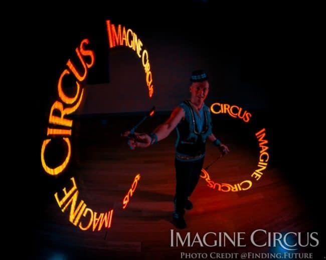 LED Performer, Pixel Poi, Performer, Adam, Imagine Circus, Photo by Finding Future