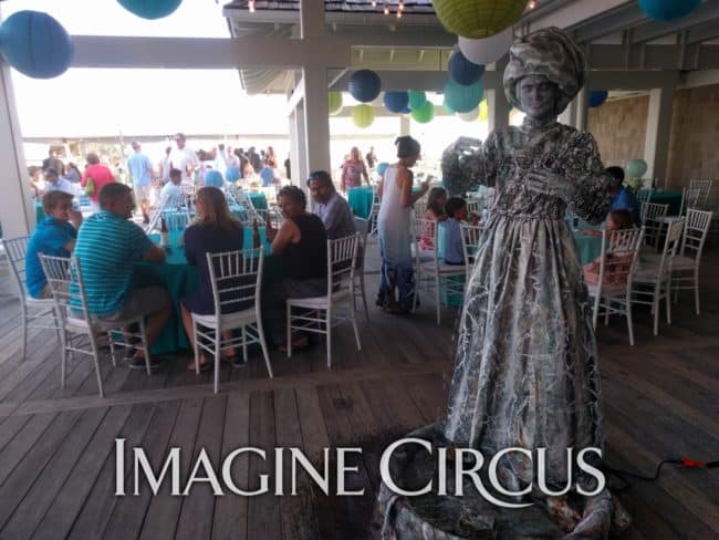 Living Statue, Stone Fountain Woman, Shoals Club, Azul, Imagine Circus Performers