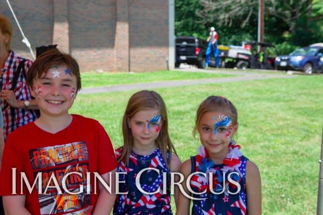 Patriotic July 4 Facepaint, Kaci, Lake Junaluska Parade, Imagine Circus