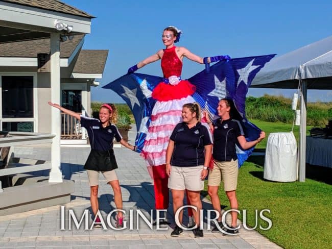 Patriotic July 4 Stilt Walker, Lauren, Coral Bay Country Club, Imagine Circus Performers