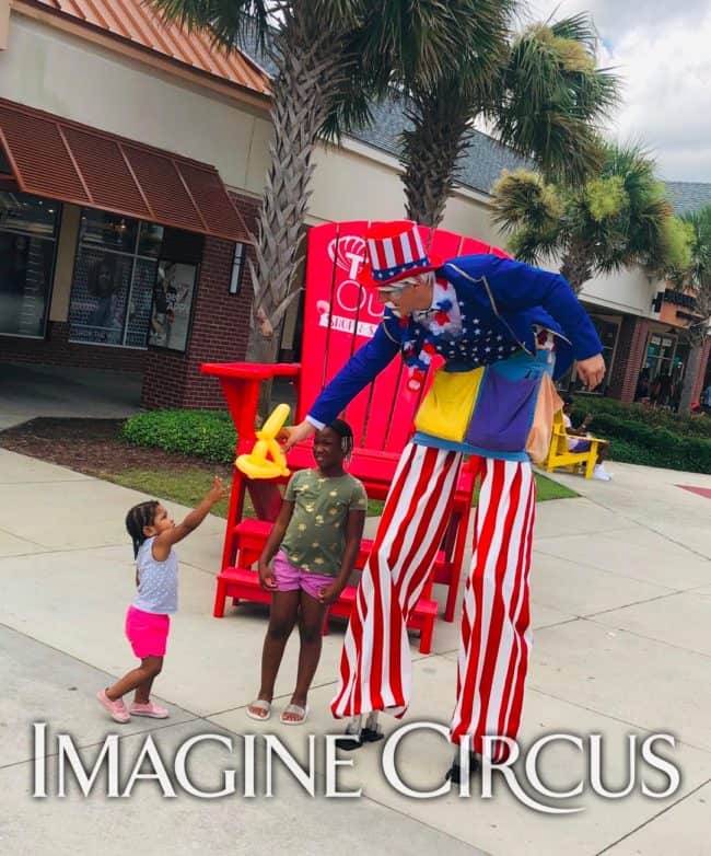 Uncle Sam, Stilt Walker & Balloon Twister, July 4, Tanger Outlets South Carolina, Costa, Imagine Circus Performer