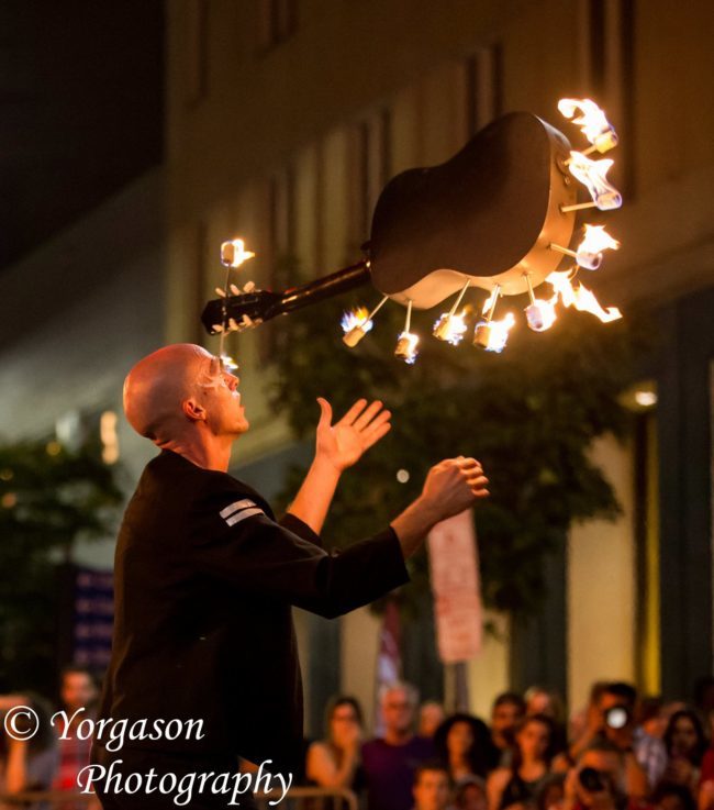 Adam | Fire Juggler | Flaming Guitar | Fire Dancer | Street Festival | Music | Performer | Imagine Circus | Cirque | Raleigh, NC