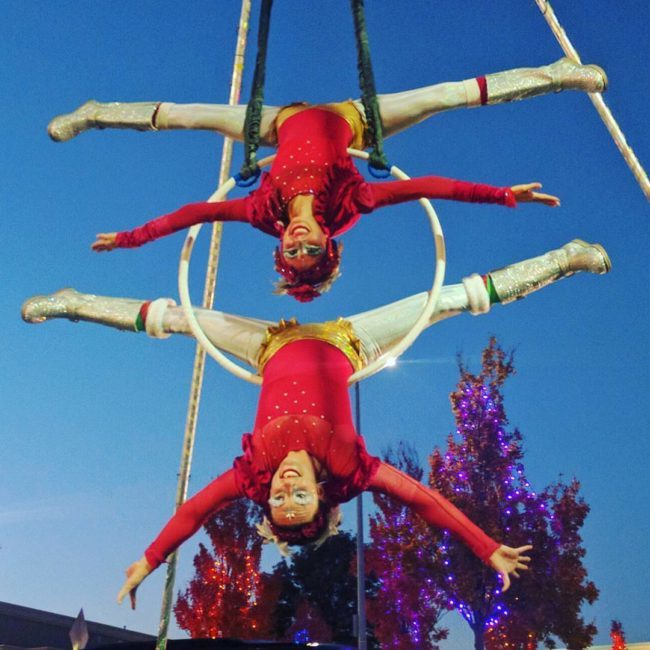 Kaci | Katie | Winter Holidays | Aerial Performers | Partner Lyra | Duo Aerials | Aerial Hoop | Imagine Circus | Cirque | Raleigh, NC