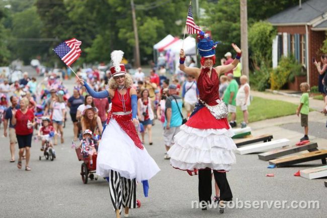 Robin | Liz | Patriotic Holidays | 4th of July Parade | Stilt Walkers | Imagine Circus | Cirque | Raleigh, NC