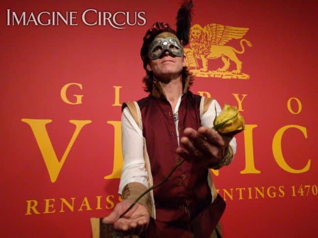 Masquerade, Living Statue, Singing Statue, Performer, Joey, NCMA, Imagine Circus