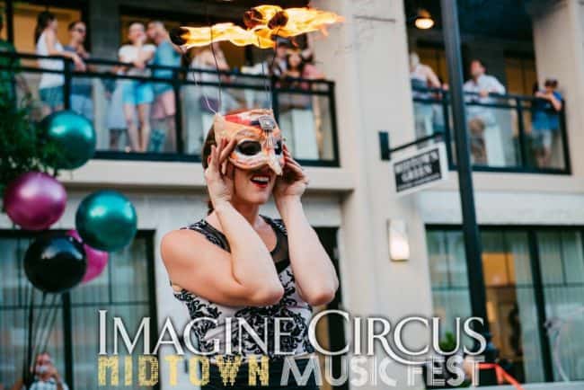 Fire Dancer, Fire Mask, Street Festival, North Hills, Katie, Imagine Circus