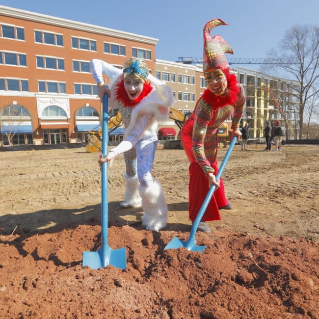 Imagine Circus Performers at the Groundbreaking Ceremony for the Durham Innovation District | Katie & Liz