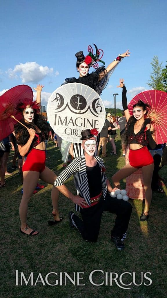 Stilt Walker, Juggler & Acrobats | Tour de Fat Asheville Performers | Kaci, Adam, Mindy & Liz Bliss | Imagine Circus