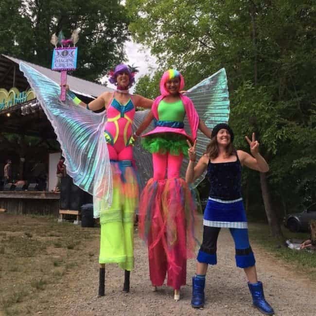 Stilt Walkers at Shakori Hills Festival | Liz Bliss & Mari | Imagine Circus | Pittsboro, NC