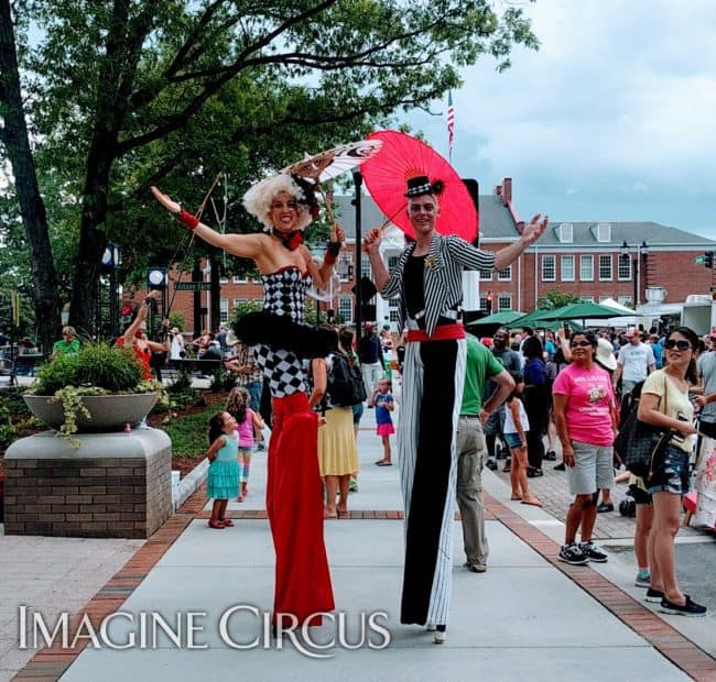 Stilt Walkers, Street Festival, Cary, NC, Performers, Liz & Adam, Imagine Circus