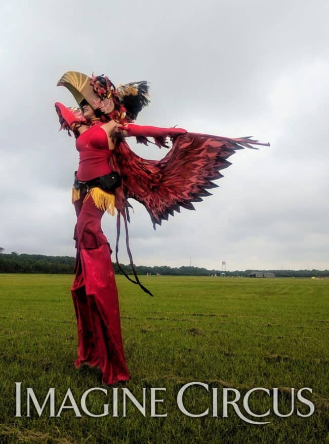 Robin, Phoenix Stilt Walker, Imagine Circus, Aviation Day