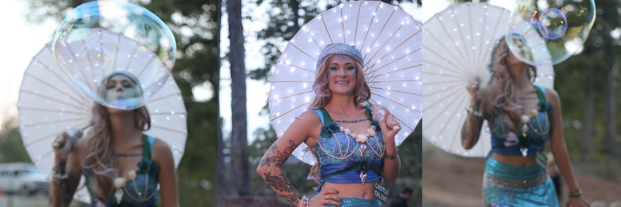 Mermaid Stilt Walker, Castle McCulloch, Performer, Azul, Imagine Circus