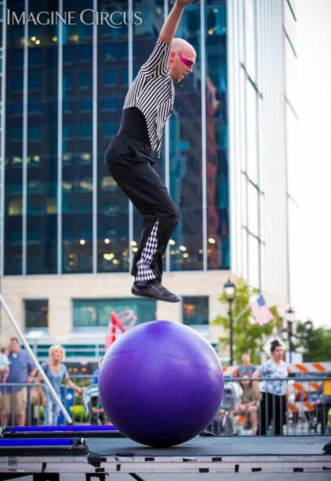 Adam, Rolling Globe, Neon Glow, Stilt Walkers, SPARKcon, Imagine Circus, Photo by Willa Stein