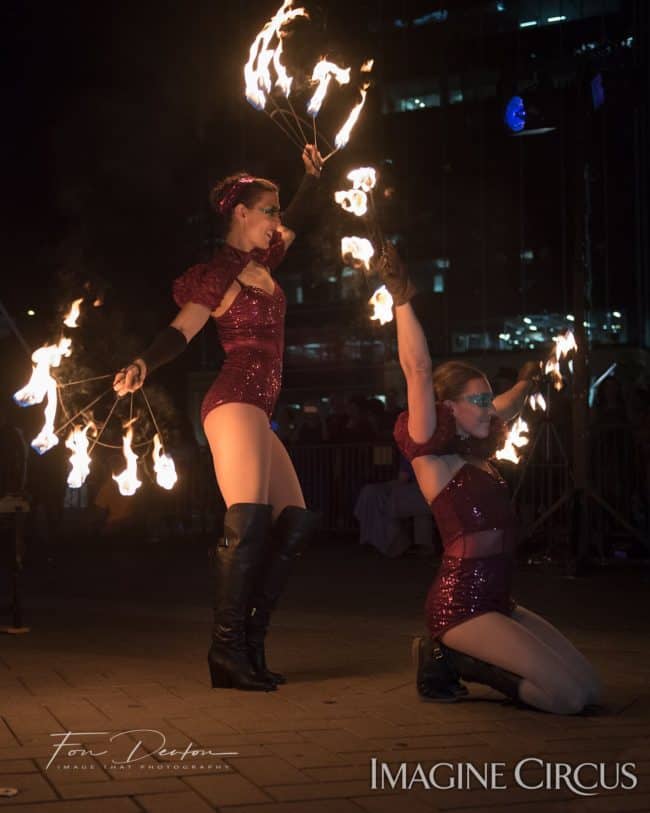 Liz & Katie, Fire Fans Duo, SPARKcon, Imagine Circus, Photo by Fon Denton, Image That Photography