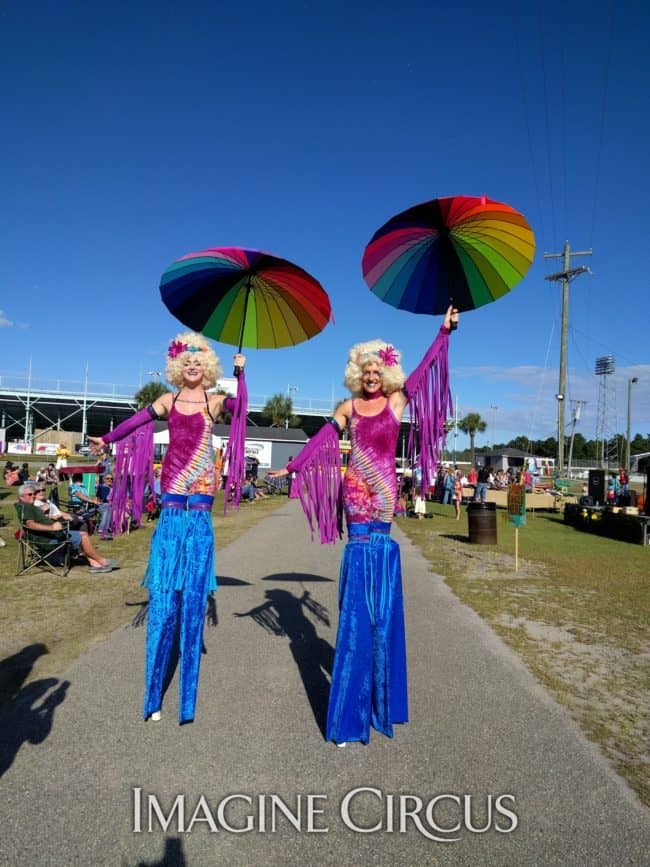 Stilt Walking, Performers, Katie, Azul, Imagine Circus, Hippie Fest, Myrtle Beach, South Carolina