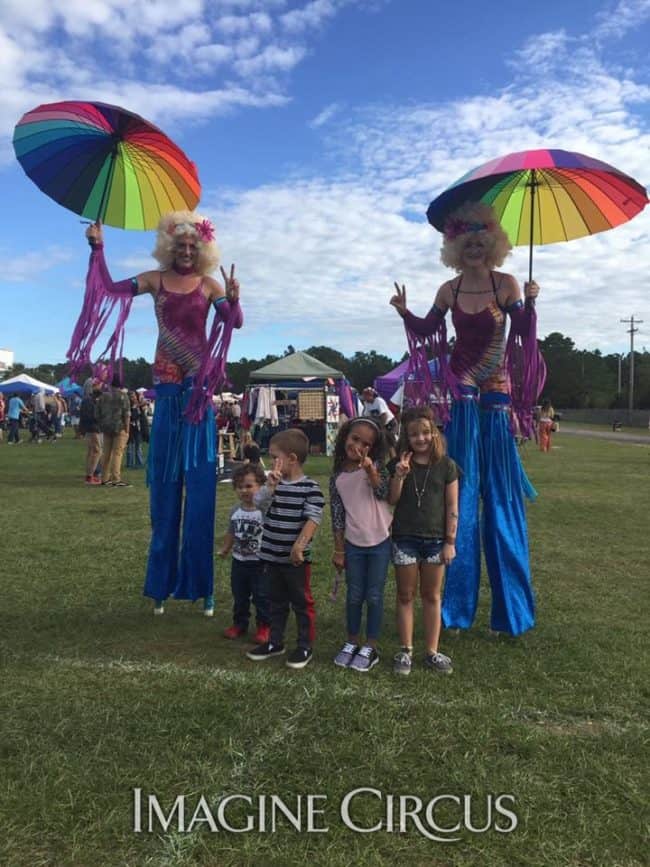 Stilt Walking, Performers, Katie, Azul, Imagine Circus, Hippie Fest, Myrtle Beach, South Carolina