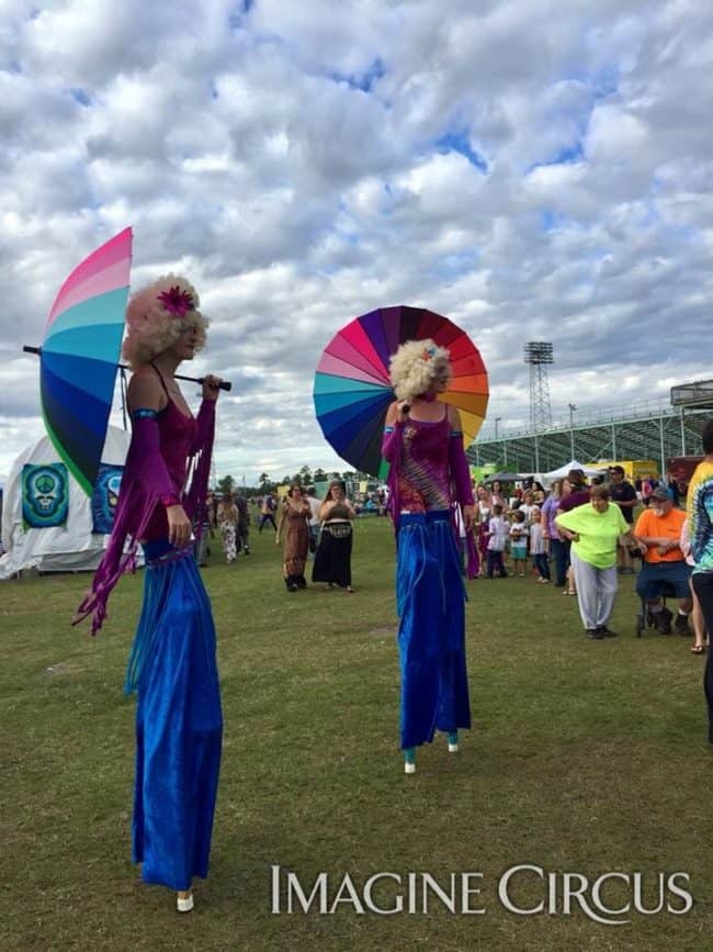 Stilt Walking, Performers, Katie, Azul, Imagine Circus, Hippie Fest, Myrtle Beach, South Carolina