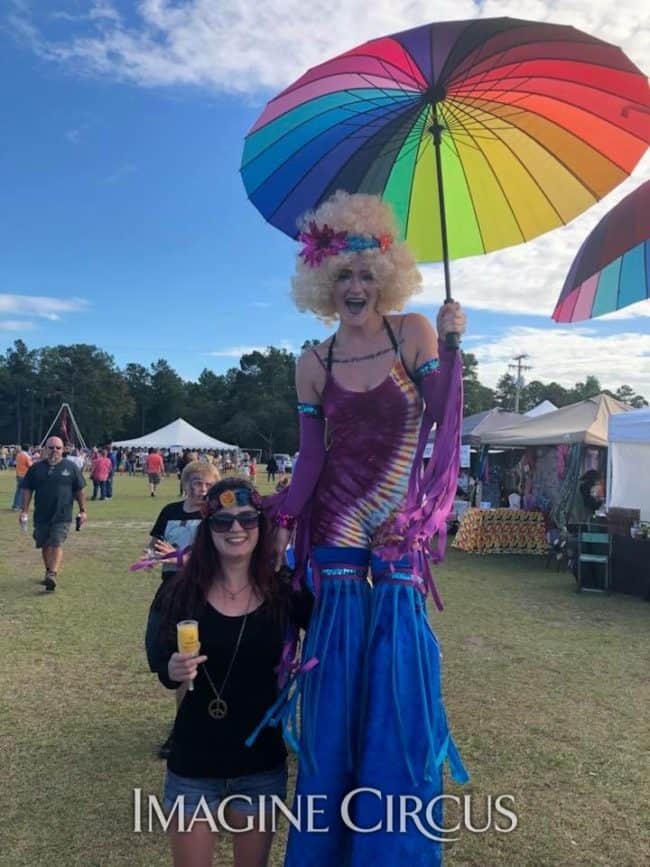 Stilt Walking, Performer, Azul, Imagine Circus, Hippie Fest, Myrtle Beach, South Carolina