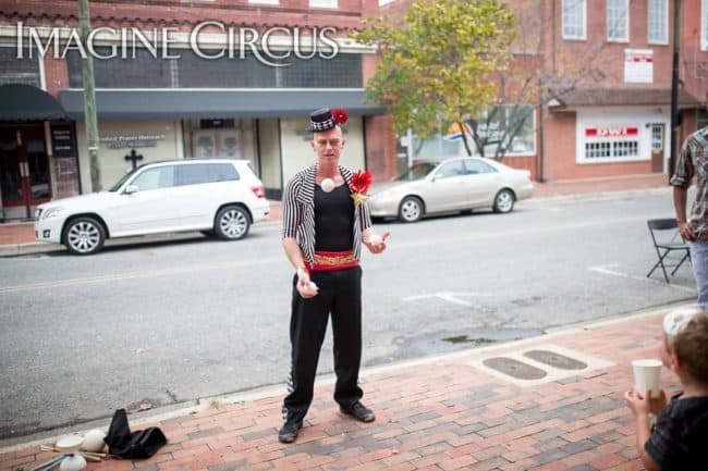 Juggler, Grand Opening Entertainment, Performer, Adam, Downtown Escapes, Goldsboro, NC, Imagine Circus