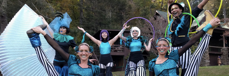 Lake Eden Arts Festival, LEAF Parade, Festival Performers, Mindy, Katie, Steph, Kaylan, Kaci, Ben, Imagine Circus, Black Mountain, NC