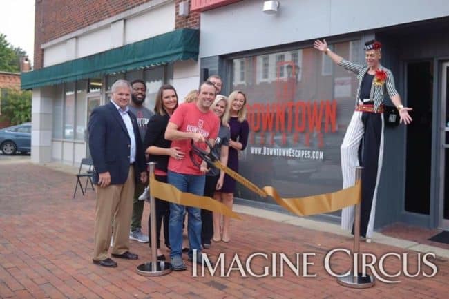 Stilt Walker, Grand Opening Entertainment, Performer, Adam, Downtown Escapes, Goldsboro, NC, Imagine Circus