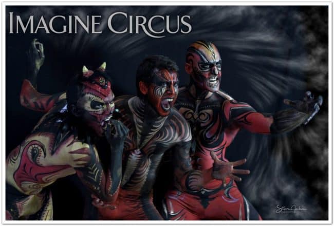 Body Paint Models, Performers, Ben, Gio, Brady, Imagine Circus, Photo by Steve Jahn