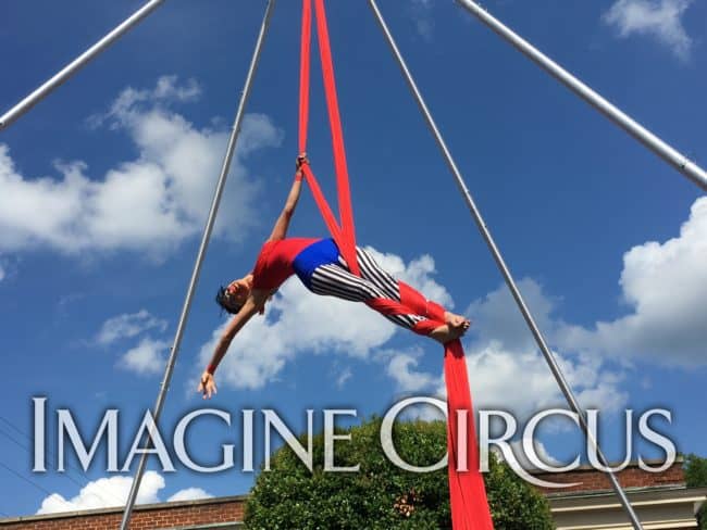 Kaci, Imagine Circus Performer at Pittsboro Summer Fest, Independence Day, Aerialist, Aerial Silks