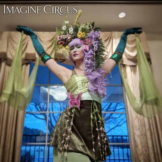 Floral Fairy, Stilt Walker, Secret Garden Theme, Imagine Circus, Performer, Mindy