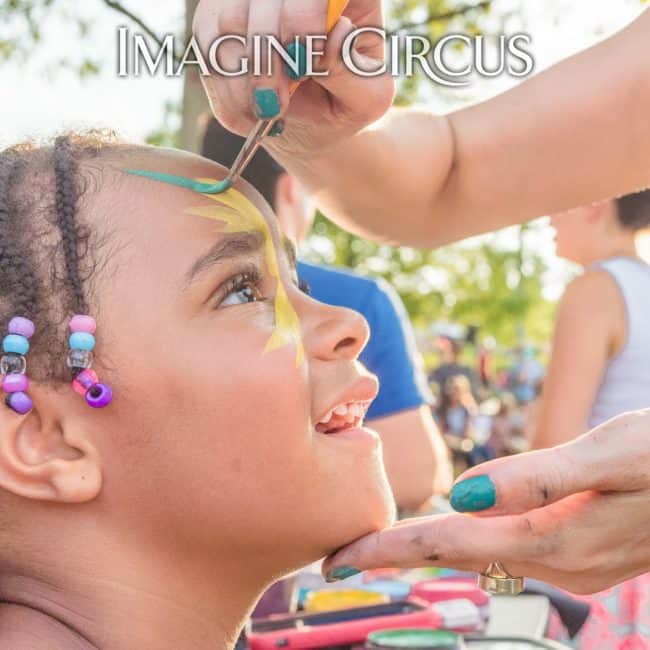 Molly, Face Painter, Imagine Circus, NCMA, Photo by Slater Mapp