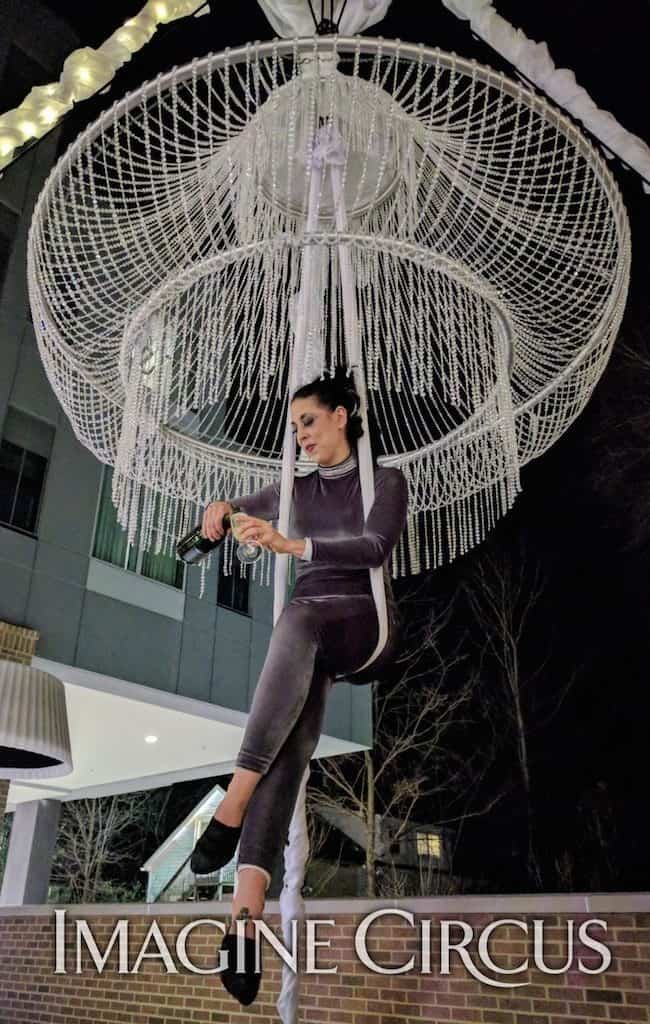 Aerial Chandelier, Aerial Bartender, Aerial Hammock, Hotel Grand Opening, Imagine Circus, Performer, Liz