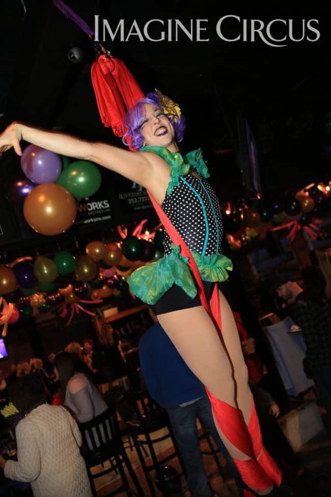 Aerial Silks, Aerial Dancer, Mardi Gras, Imagine Circus, Performer, Liz, Photo by Ted Lewis