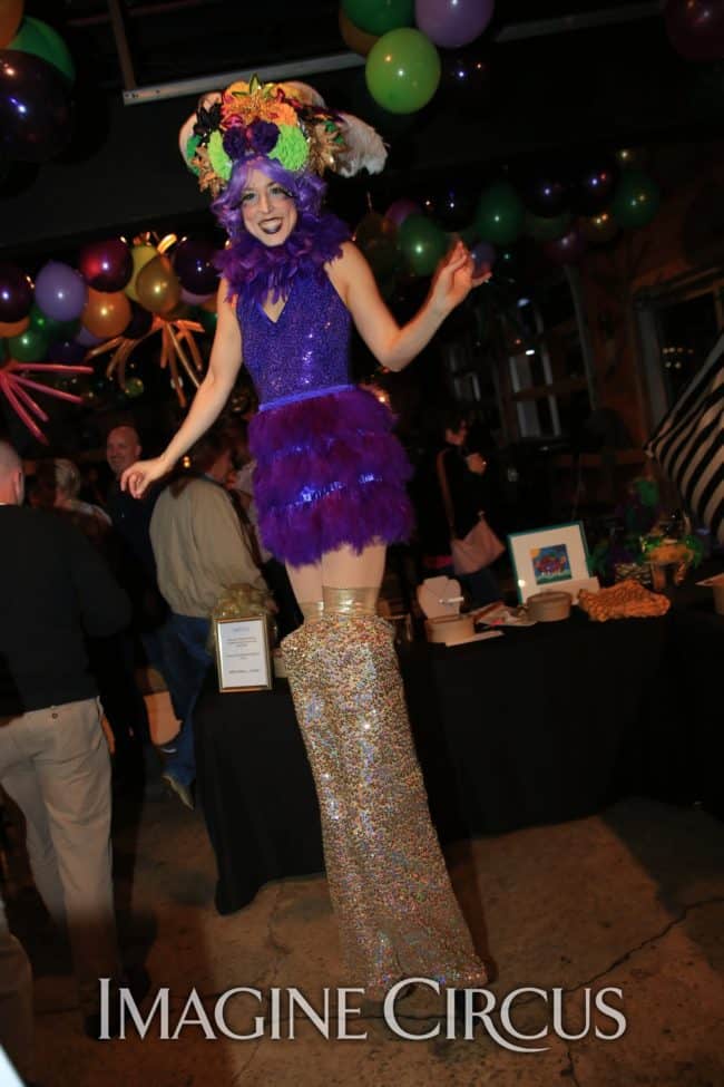 Stilt Walkers, Mardi Gras, Morehead City, NC Imagine Circus, Performer, Liz, Photo by Ted Lewis