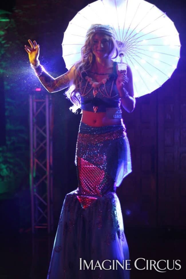 Mermaid Stilt Walker, Castle McCulloch, Performer, Azul, Imagine Circus