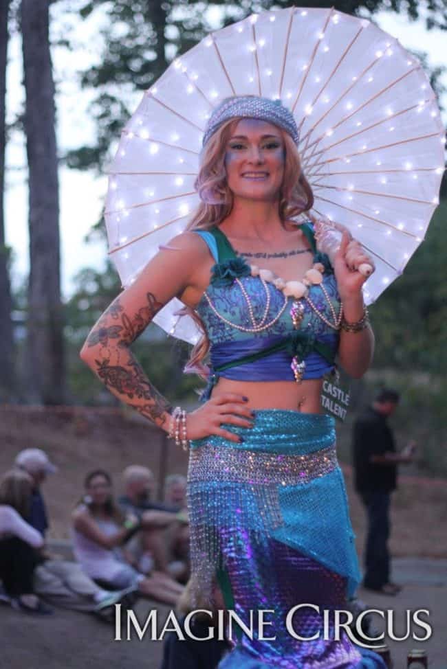 Mermaid Stilt Walker, Castle McCulloch, Performer, Azul, Imagine Circus