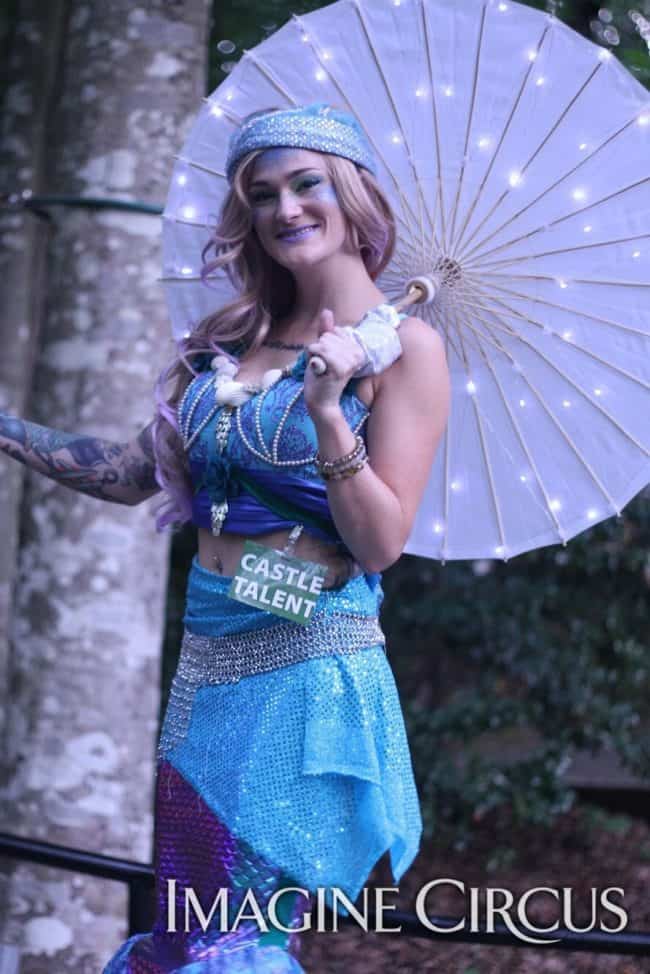 Mermaid Stilt Walker, Castle McCulloch, Performer, Azul, Imagine Circus