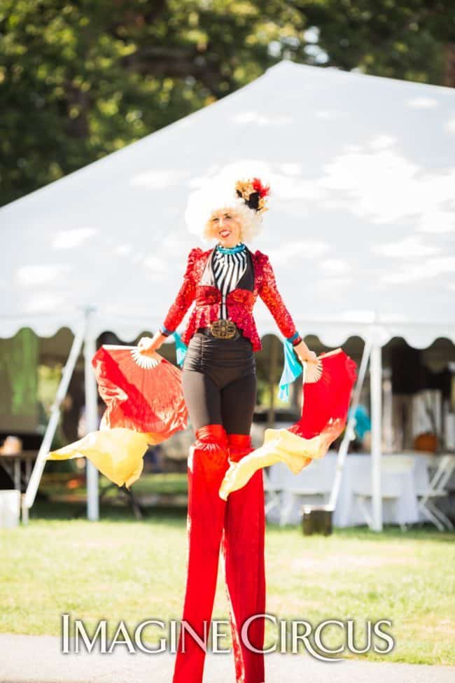 Stilt Walker, Fan Dancer, Performer, Liz, IMagine Circus, Photo by Becca's Pic