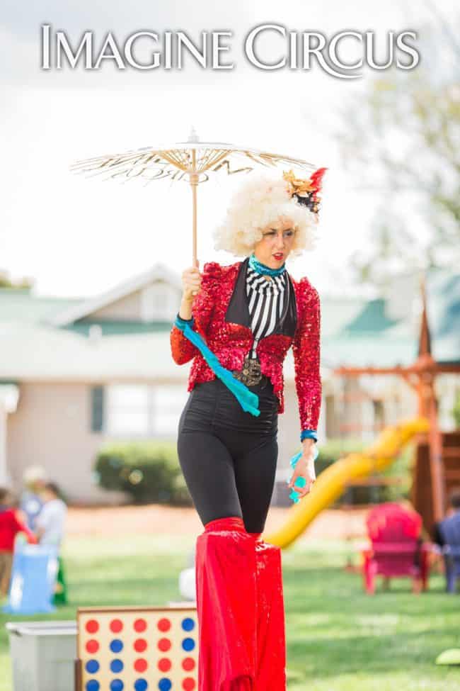 Stilt Walker, Company Picnic, Performer, Liz, Imagine Circus, Photo by Becca's Pics