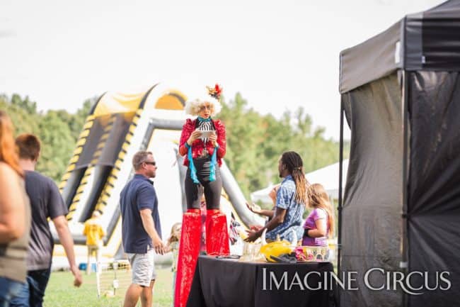 Stilt Walker, Company Picnic, Performer, Liz, Imagine Circus, Photo by Becca's Pics