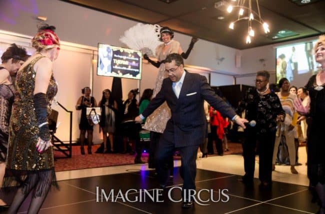 Stilt Walker, Gatsby Gala, Upscale Entertainment, Imagine Circus, Performer, Kaci