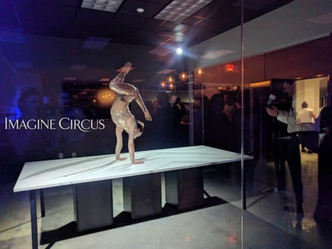 Acrobat, Upscale Event, Grand Opening, Charlotte, NC, Imagine Circus, Performer, Brittany, Photo by Rick Belden