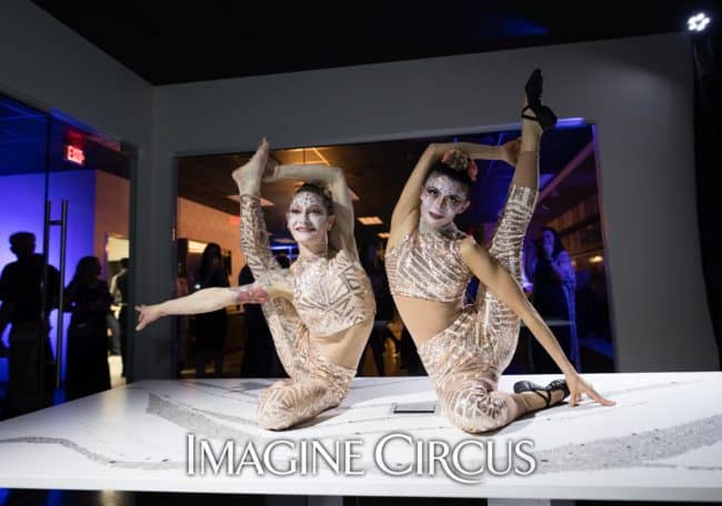 Acrobats, Partner Acrobatics, Upscale Events, Grand Opening, Charlotte, NC, Imagine Circus, Performers, Brittany, Kaci, Photo by Rick Belden