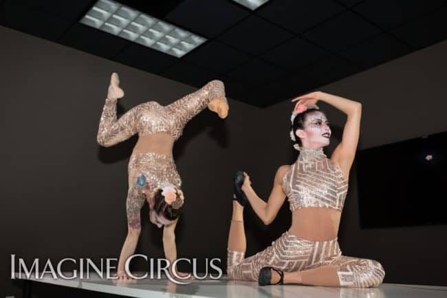 Acrobats, Partner Acrobatics, Upscale Events, Grand Opening, Charlotte, NC, Imagine Circus, Performers, Brittany, Kaci, Photo by Rick Belden