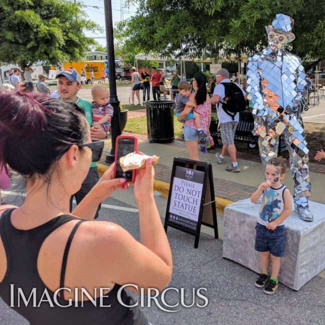 Mirror Man, Living Statue, Street Fair, Apex Peakfest, Imagine Circus, Performer, Ben